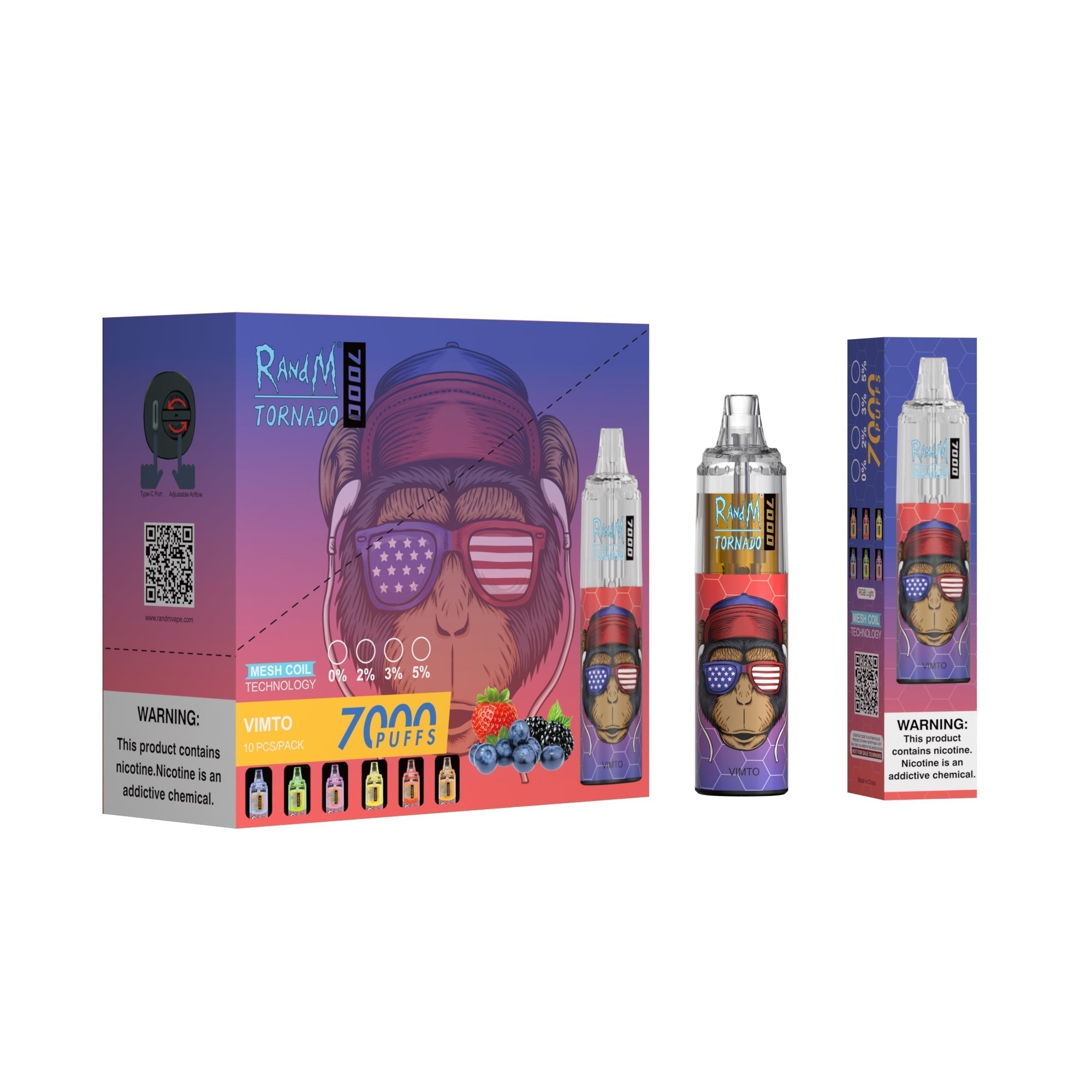 RAndM Tornado 7000 Puffs Vape Jetable (Boîte de 10)