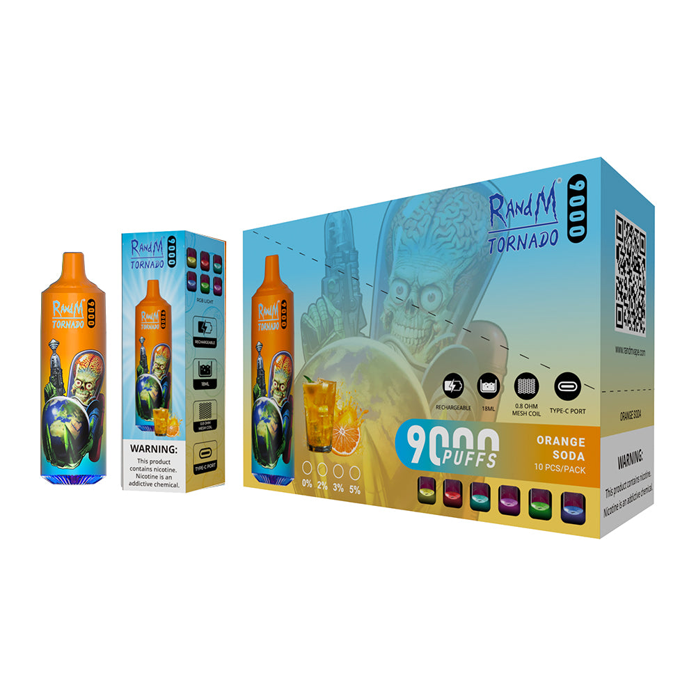 RAndM Tornado 9000 Puffs Jetable Vape (Boîte de 10)