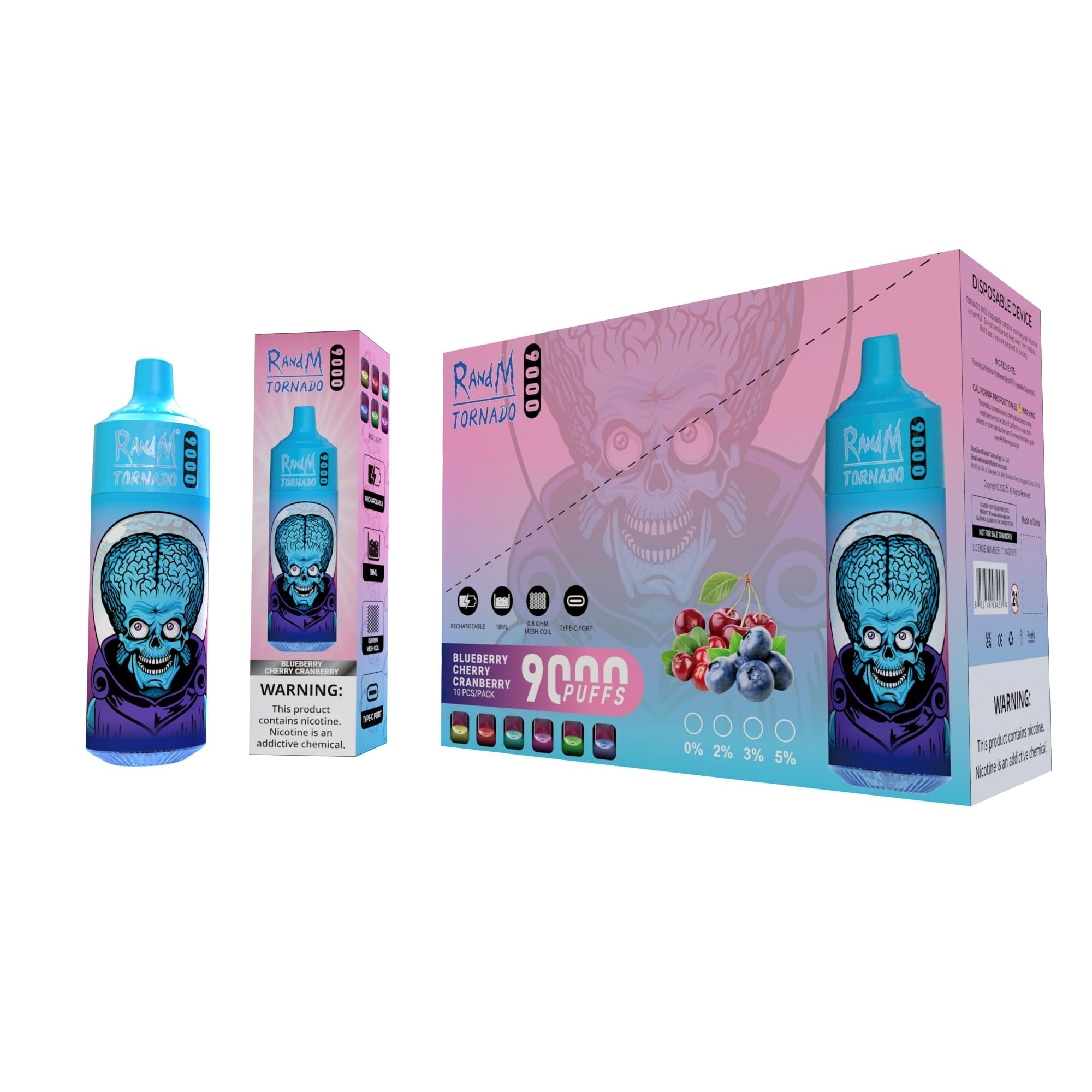 RAndM Tornado 9000 Puffs Jetable Vape (Boîte de 10)